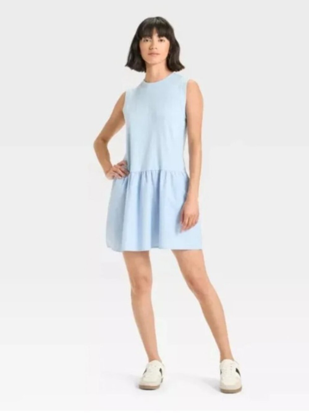 Universal Thread Light Blue Cotton Sleeveless Flounce Mini NWT 2X